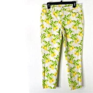 Talbots White Yellow Green Signature Crop Lemon Jeans